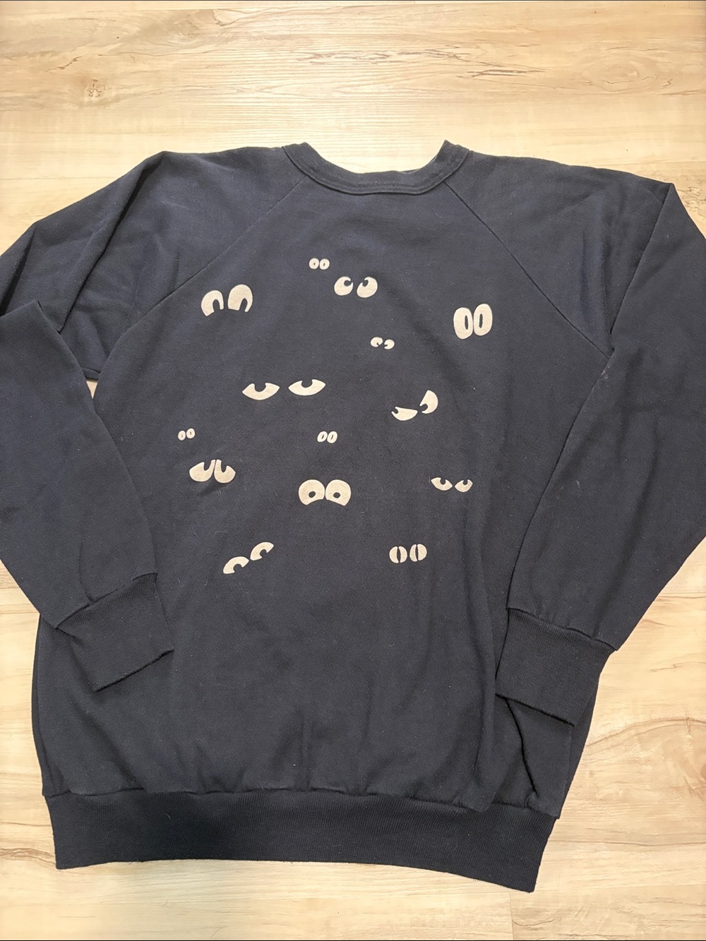 Vintage 90s Schooner Bay All Over Eye Print Sweatshirt Made In USA Large spooky